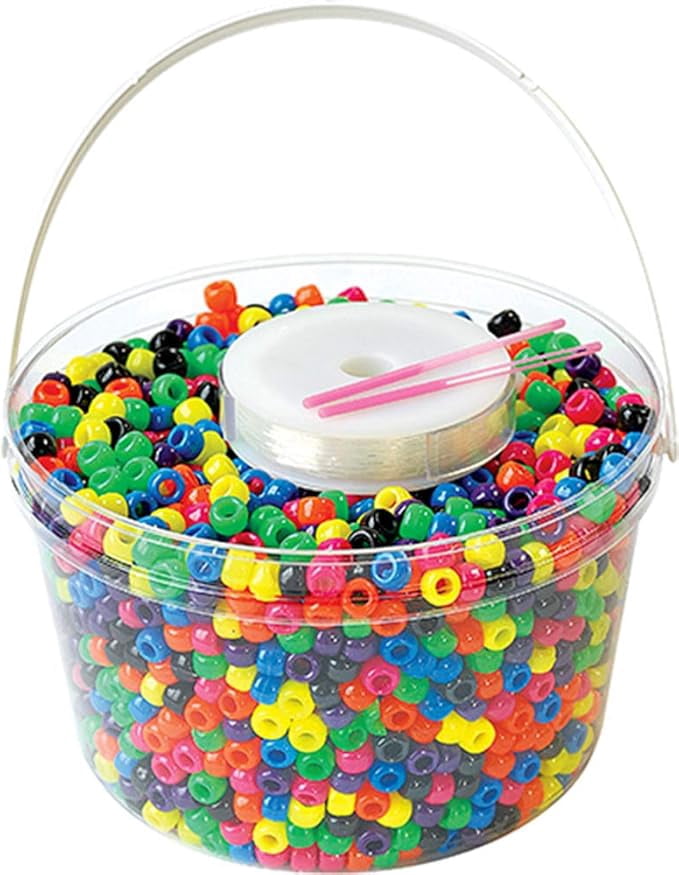 The Beadery - Kandi Kids Bucket, Hot Kandi Multi - 6 Lbs Beads, Cord, Needles in 4 Tubs - USMP6500069