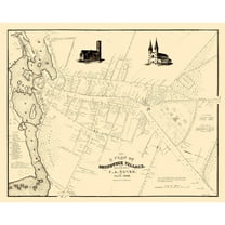 Historic City Map - Brunswick Maine - Noyes 1846 - 28.73 x 23 - Vintage Wall Art