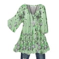 thumbnail image 1 of MAWCLOS Women Blouse V Neck Tops Ruched Tunic Shirt Elegant Beach Floral Print Pullover #14 M, 1 of 2