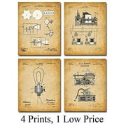 Original Thomas Edison Patent Prints - Set of Four Photos (8x10) Unframed Great Gift for Inventors or Office Decor