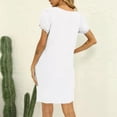thumbnail image 4 of VKEKIEO Womens Summer Dresses Sun Dress V-Neck Short Sleeve Solid White M, 4 of 9