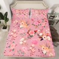 thumbnail image 2 of Feelyou Pink Rose Floral Twin Sheet Sets, Vintage Bohemian Cherry Blossoms Twin Fitted Sheet, Teens Kids Girls Women Flat Sheet, Super Cozy Room Decor, 3 Pieces, 2 of 7