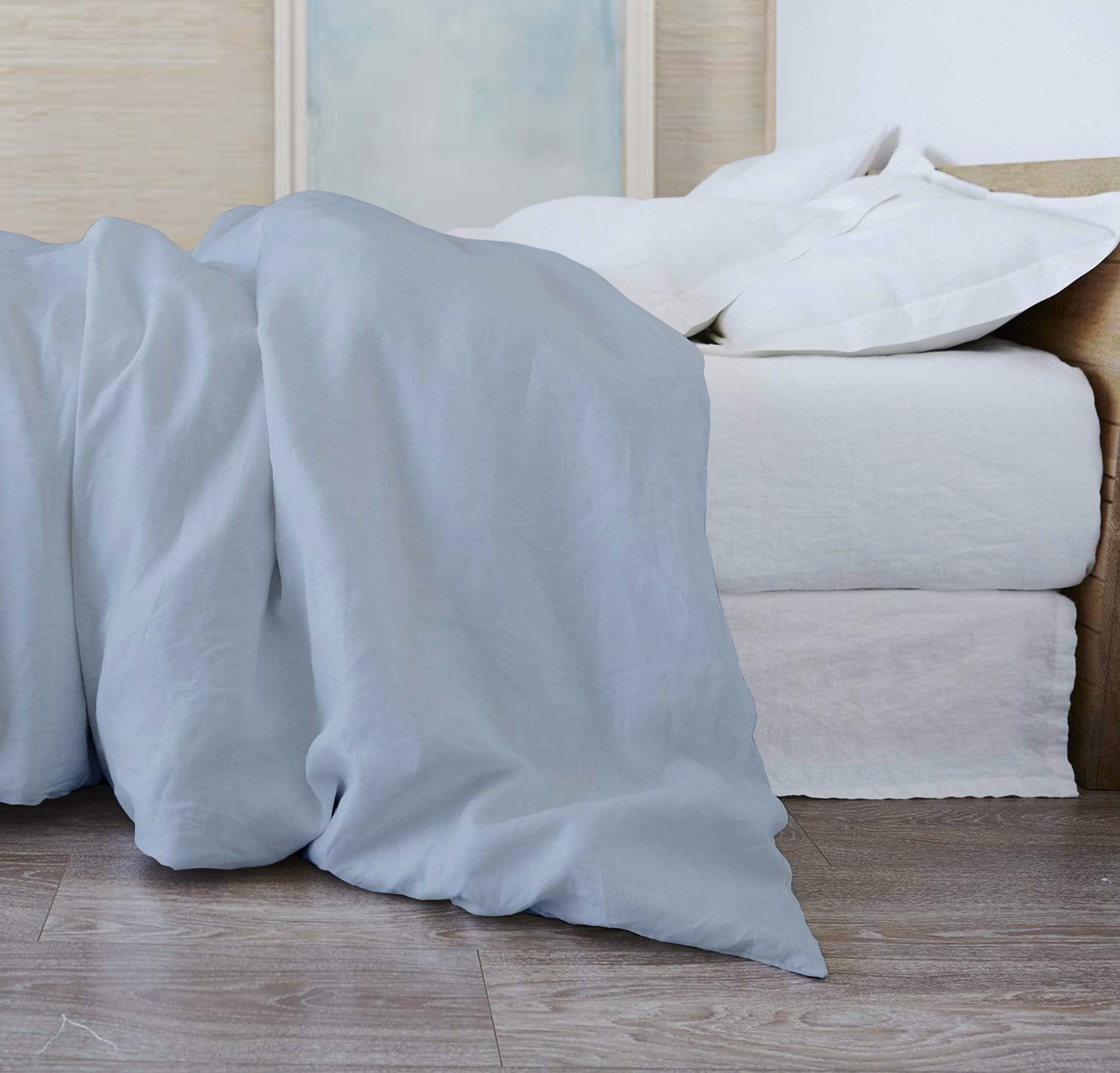 A1HC Organic Cotton Duvet Cover 300 Thread Count GOTS Certified, Soft & Silky Sateen Weave, Twin 68"x86" - Light Blue