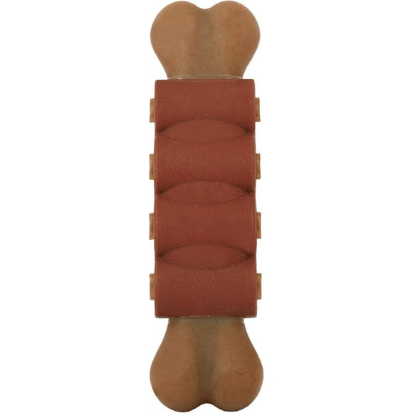 ERDS-Chompathon Rock 'N Rib Bone Dog Chew Toy for Aggressive Chewers, Double Layered Flavored with Chicken & Beef, 1 Count