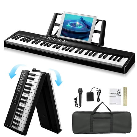 Ktaxon 61 Key Folding Keyboard Piano, Foldable Electronic Keyboard Piano Portable Electric Piano with 200 Rhythms, 200 Tones and 80 Demos for Beginners