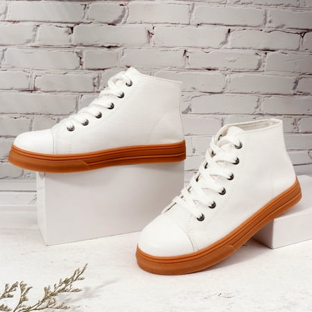 

YTJX Women Shoes High Top Canvas Casual Shoes Fashion Sneakers Casual Lace Up Canvas Shoes