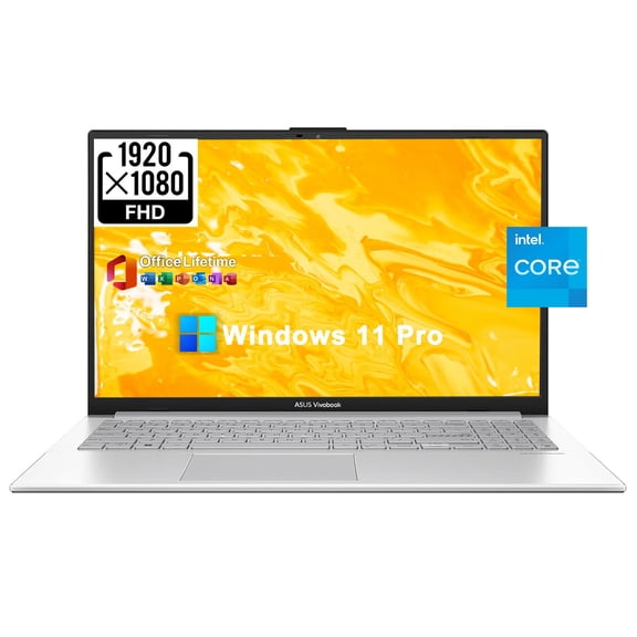ASUS Vivobook Go Laptop, 15.6" FHD Display, Intel N150 Processor, 8GB DDR5 RAM, 128GB SSD, Lifetime MS Office, Wi-Fi 6, Bluetooth 5.2, Windows 11 Pro, Silver
