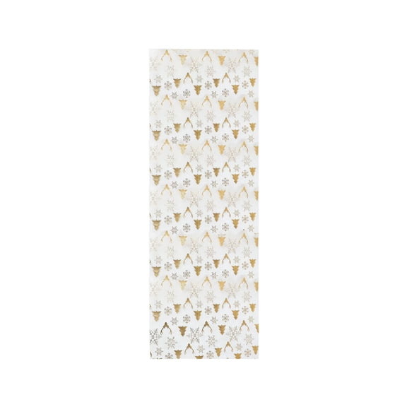 SLYNSHome Christmas Table Runner,Gold Snowflake Reindeer Table Flag, Elegant Nylon Yarn Holiday Table Decor For Party Dining Gathering Home Festive Decoration
