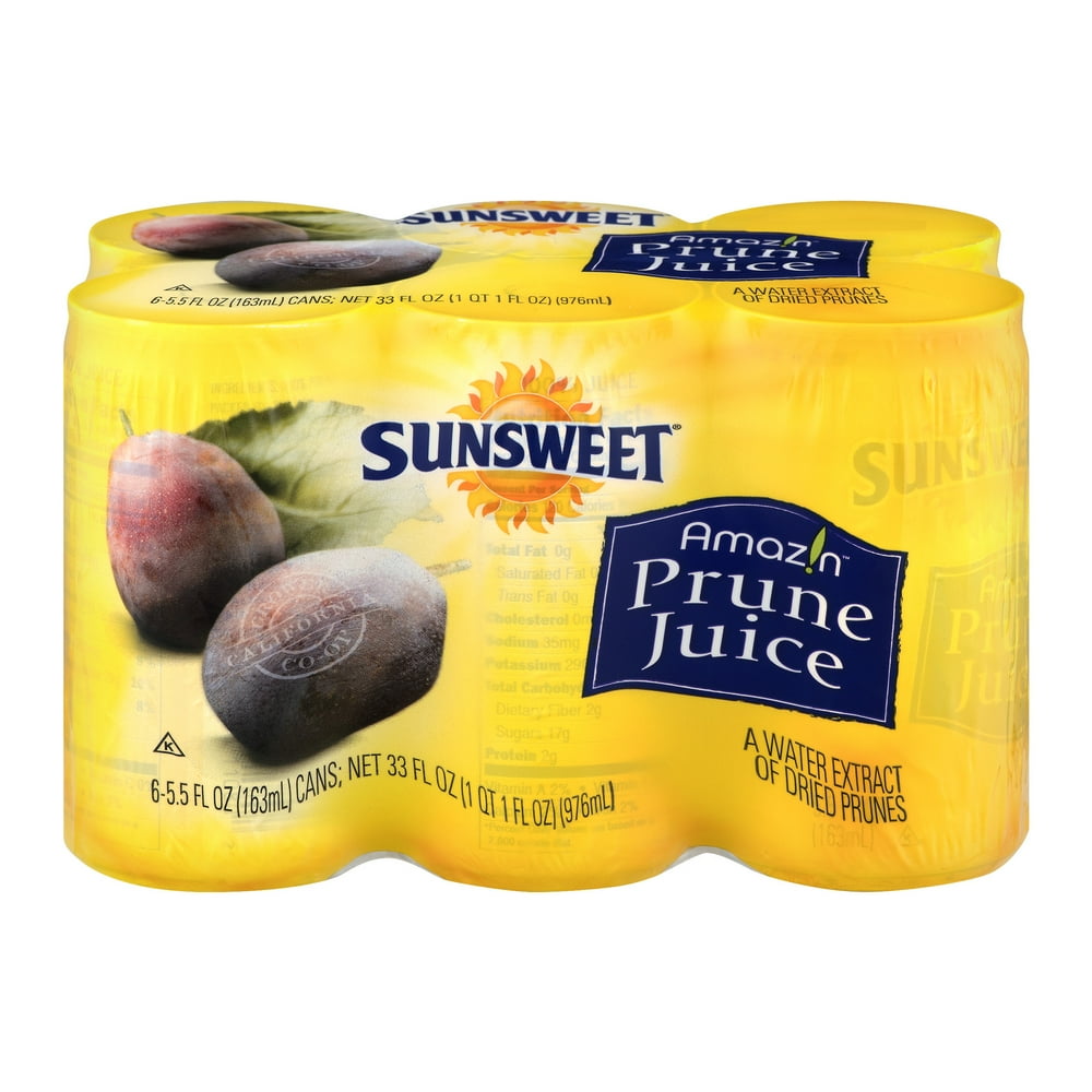 (4 Pack) Sunsweet 100 Juice, Prune, 5.5 Fl Oz, 6 Count