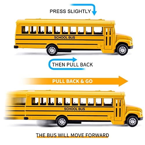 Paquete de 2 autobuses escolares de 5.5", vehículos de juguete de metal fundido a presión DUNRIOG TOYS DUNRIOG TOYS