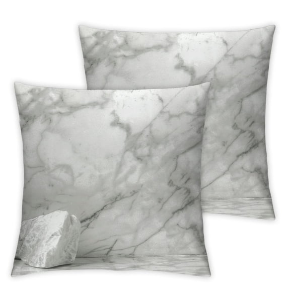 Acheng BEROSET Set of 2 Decorative Throw Pillow Cover Square Cushion Cover Pillowcase Home Decor Design Pillow Cases for Couch Bedroom car-Gray White Marble 12x12in