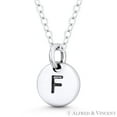 thumbnail image 3 of Initial Letter "F" Engraved Tiny 11x8mm (0.4"x0.3") Circle Pendant & Chain Necklace in .925 Sterling Silver, 3 of 3