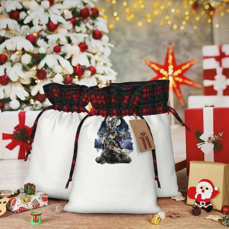 The Nightmare Before Christmas Colorblock Linen Drawstring Gift Bag Burlap Bags Jewelry Pouches with Round Drawstring for Party Festival Gift Candy Bags and Other Items Christmas Gift Bag Walmart