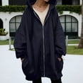 thumbnail image 2 of Wangmeiwg Women's Sweatshirts Women's Jackets - Cozy Zip Up Hooded Long Coat for Casual Streetwear in Cold Weather and Fall Activities Dark Blue XXL, 2 of 6