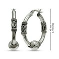 thumbnail image 5 of LeCalla 925 Sterling Silver Antique Oxidized Light-Weight Click Top Balinese Hoop Earrings for Women and Teen 45MM, 5 of 8