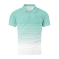thumbnail image 5 of YLSDY Men's Short Sleeve Striped Collared Shirts Gradient Vintage Knitted Shirt Casual Button Down Golf Shirts Light Blue M, 5 of 5