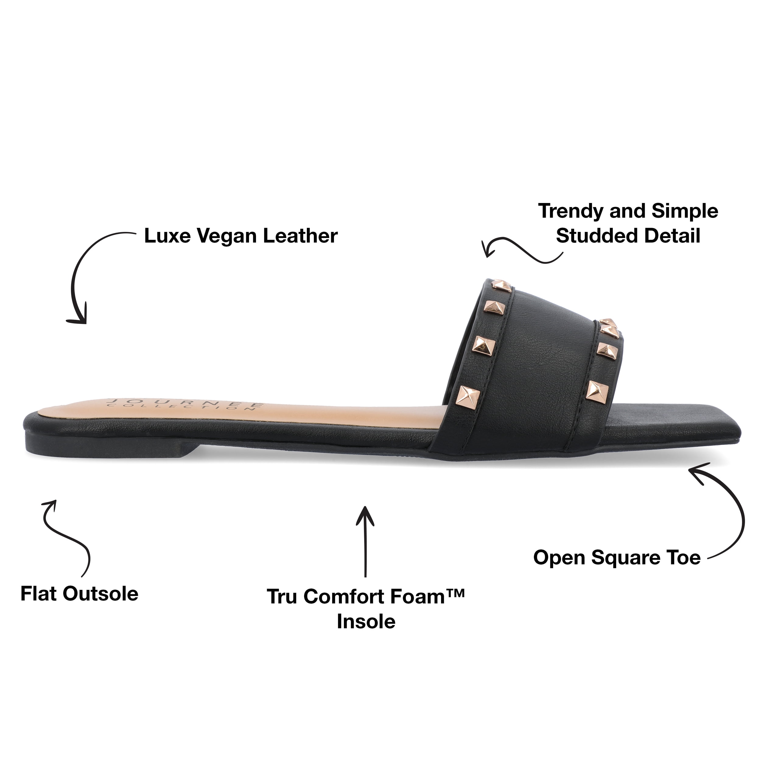 Journee Collection Womens Treena Tru Comfort Foam Slip On Slide Flat Sandals