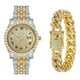 thumbnail image 1 of Reloj De Pulsera De Moda Con Fecha Y Diamantes Para Hombre Correa Watch + Gold Bracelet, 1 of 8