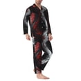 thumbnail image 2 of Naloa Cool Black And White Dragon Men’s Pajamas Set - Long Sleeve Button Down Sleep Shirt and Pajama Bottoms Sleepwear Set-XX-Large, 2 of 7