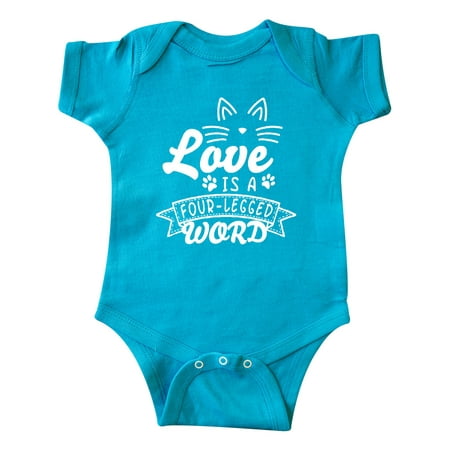 

Inktastic Love is a 4 Legged Word with Cat Ears and Whiskers Gift Baby Boy or Baby Girl Bodysuit