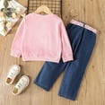 thumbnail image 6 of PatPat Toddler Girls Clothes 2Pcs Sweatshirts Outfits for Girls Trendy Patchwork Ripped Denim Jeans and Figure Print Sweatshirt Set, Clearance, 2T, 6 of 8