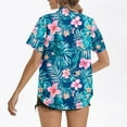 thumbnail image 4 of HaoXianJian Women's Hawaiian Button Up Shirts Casual Short Sleeve Going Out Tops Floral Tropical Print V Neck T-Shirt Summer Blouse Tunic Top Beach Tshirt Plus Size L-5X, 4 of 6