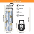 thumbnail image 3 of Bees Daisies Flowers Sports Water Bottle Portable Travel Mug 32oz BPA Free Leak Proof Straw Transparent Tritan for Gym Yoga Cycling Camping, 3 of 7