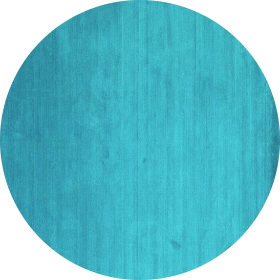 Ahgly Company Indoor Round Abstract Turquoise Blue Contemporary Area Rugs, 6' Round
