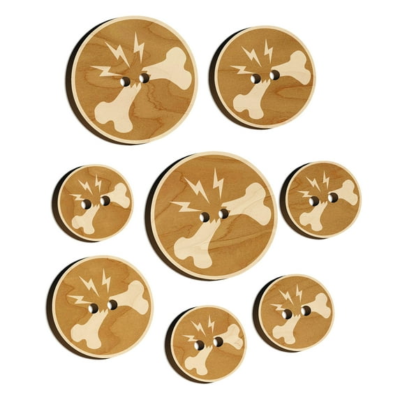 Broken Bone Injury Wood Buttons for Crochet Knitting Sewing DIY Craft - 1.25 Inch Large (5pcs)