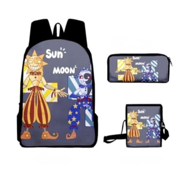 Sundrop and Moondrop Backpack 3Pcs Set Sundrop Moondrop 3D Figure Printed Backpack - Perfect for Casual Daypacks