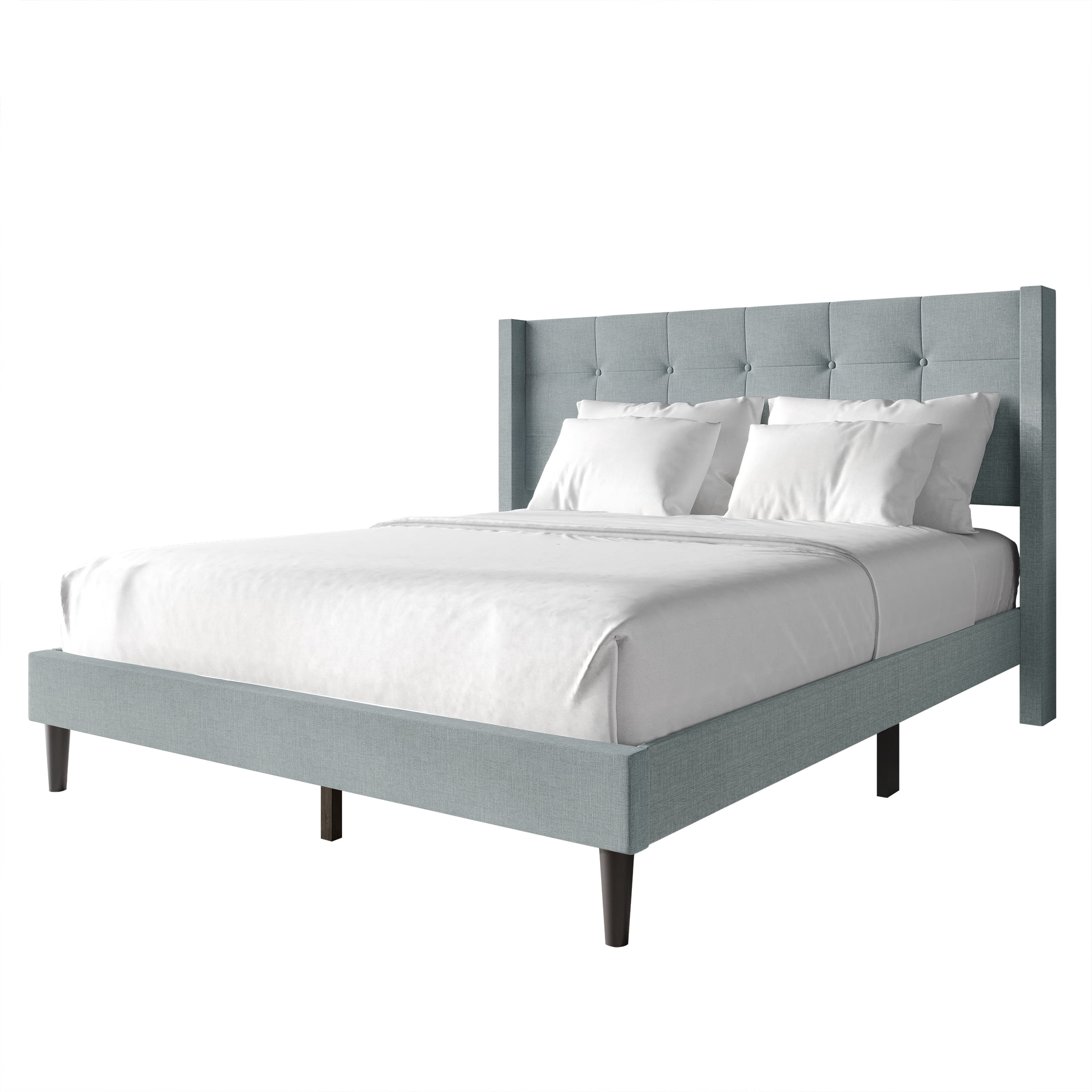 Castle Place Elegance Wingback King Platform Bed, Light Blue