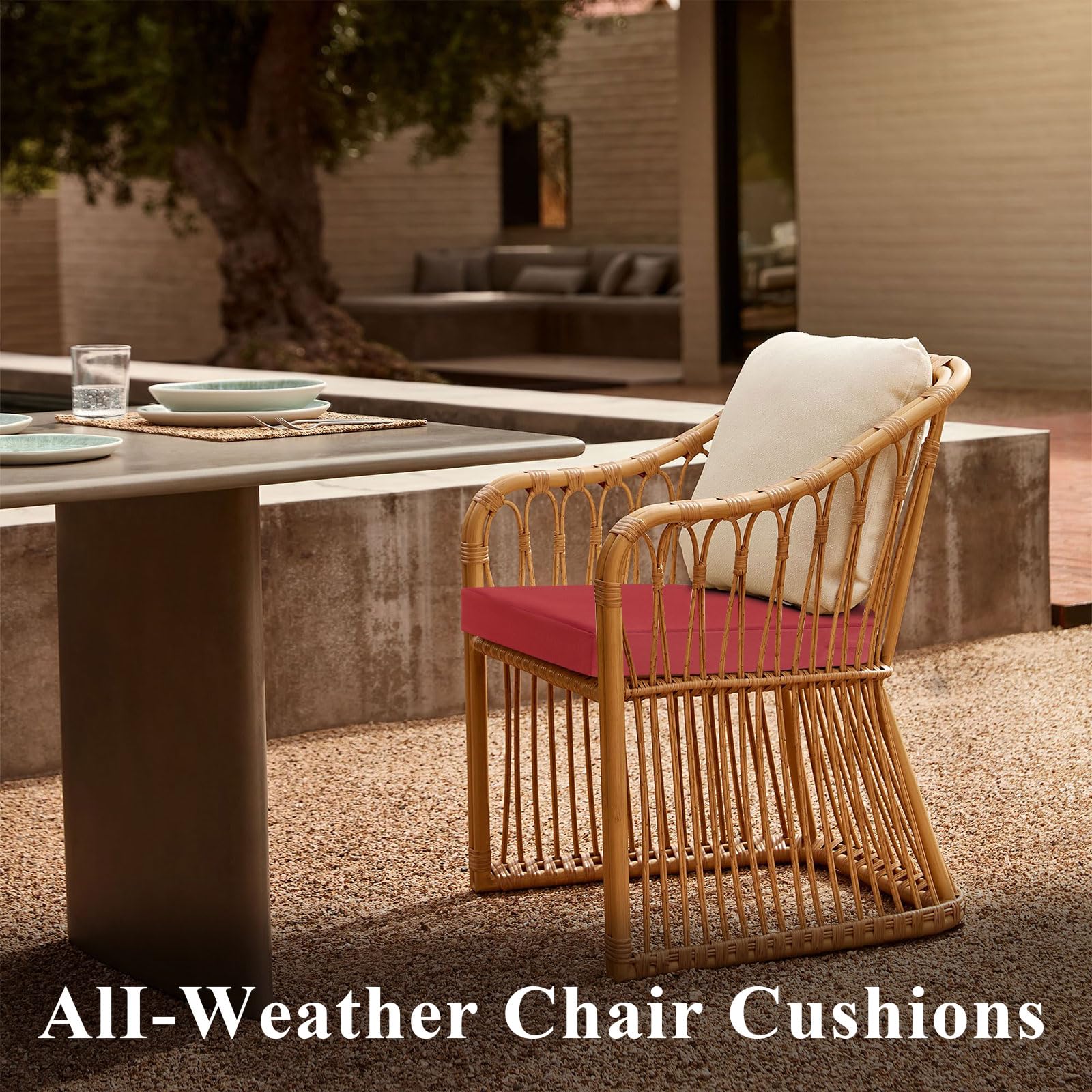 Outdoor Chair Cushions for Patio Furniture, Waterproof Patio Chair Cushions Set of 2, Indoor/Outdoor Round Corner Chair Seat Cushion with Ties, 18"x18"x3", Blue