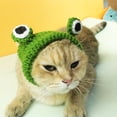 thumbnail image 4 of Pet Hat Hand-Knitted Cute 3D Frog Eye Decor Cat Hat Comfortable Warm Dog Headgear for Autumn Winter -Green,M, 4 of 8