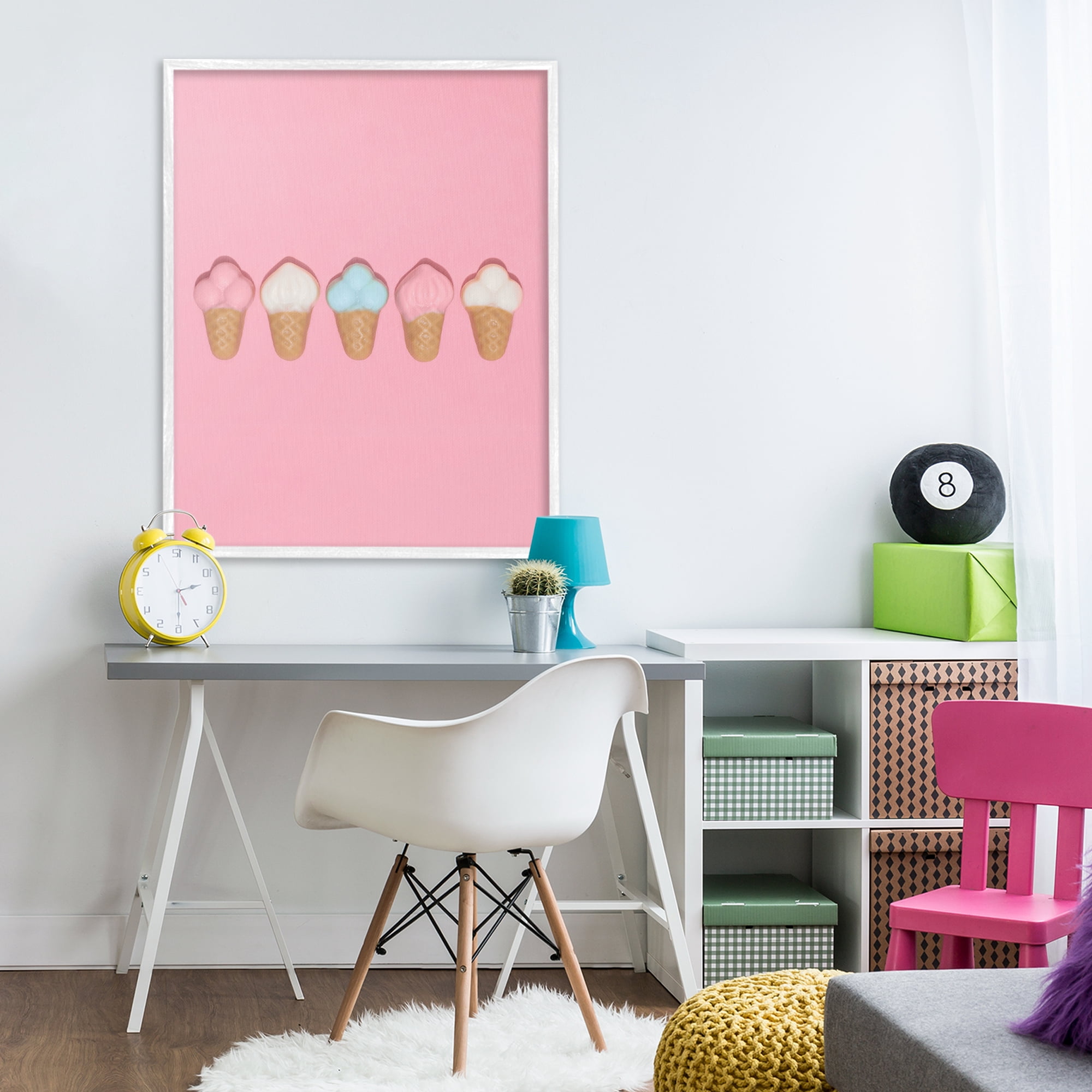 Stupell Industries Pink Ice Cream Candy White Framed Giclee Art, design by LISH Creative
