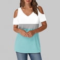 thumbnail image 5 of CHGBMOK Womens Shirts V Neck Short Sleeve Cold Shoulder Basic Tee Tops, 5 of 7