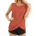 thumbnail image 2 of Timegard Tank Tops for Women Crewneck Front Crisscross Sleeveless Comfy Tunic Tops Casual Solid Color, 2 of 6