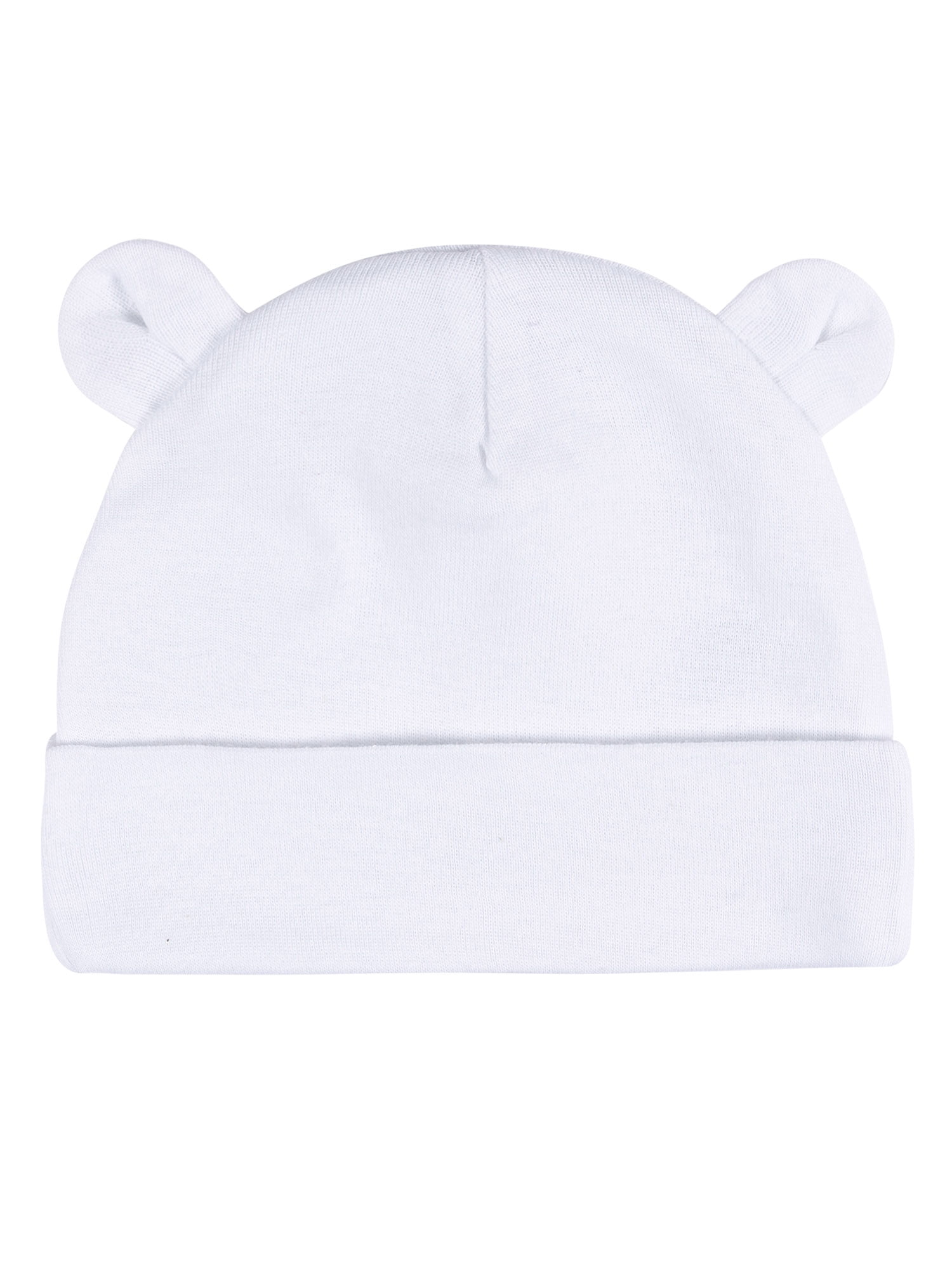 Gerber Baby Boy or Girl Neutral White Cotton Caps with Ears, 3-Pack, Sizes Newborn - 0/6 Months