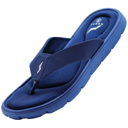 

NORTY Mens Memory Foam Flip Flops Adult Male Thong Sandals Navy