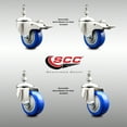 thumbnail image 2 of 3.5 Inch 316SS Blue Polyurethane ½ Inch Threaded Stem Caster Set 2 Lock Brake, 2 of 2