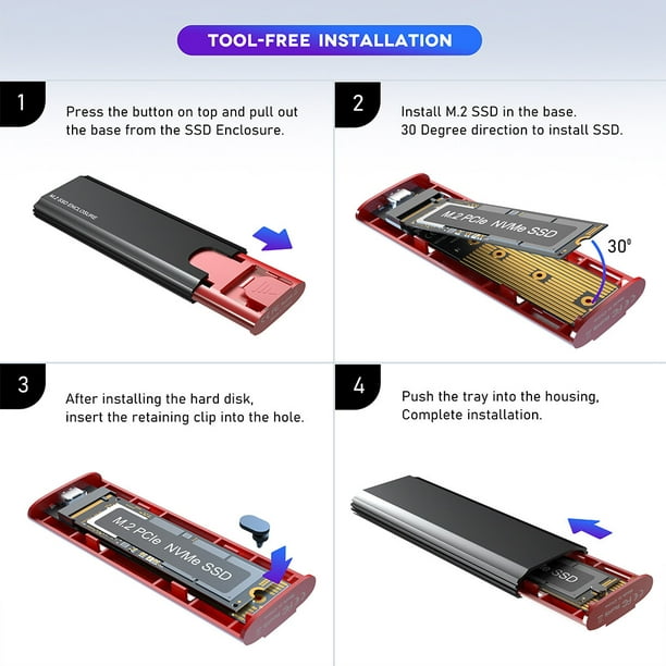 M2 SSD Hard Case NVME PCIe Enclosure M.2 to USB Type C 3.2 GEN2 M Key  Adapter US