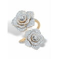 thumbnail image 4 of PalmBeach Jewelry Round Cubic Zirconia Rose Flower Cocktail Wrap Ring 2.81 TCW Gold-Plated, 4 of 6