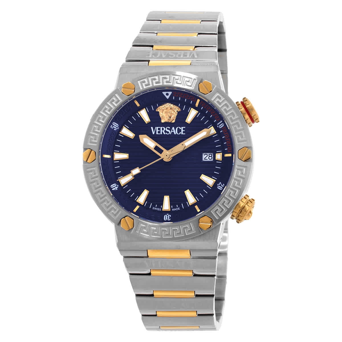 Versace Greca Dome Chronograph Quartz Black Dial Men's Watch