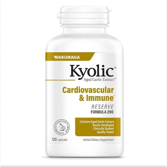 Kyolic Aged Garlic Extract Formula 200, Cardiovascular Immune, Reserve, 120 Capsules