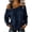 Navy, variant on Women Tops Cold Shoulder Buckle Strap Denim Long Sleeve Casual Shirt