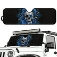 thumbnail image 2 of Jeiento Skull Rose Windshield Sun Shade Compatible with Jeep Wrangler JK JL Windshield Shade Heat Shield Windshield Cover Bolck UV Rays & Protect Car Interior, 2 of 6