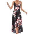 thumbnail image 1 of SMihono Robe Maxi Bohème d'Été pour Femmes Grande Taille Robe Maxi Asymétrique pour Femmes Décontractée à Col en V d'Été à Fleurs Sans Manches Robes de Plage Évasées Robe d'Été, 1 of 8