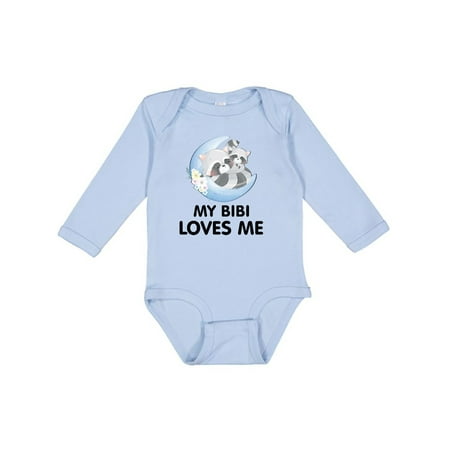 

Inktastic Raccoon My Bibi Loves Me Gift Baby Boy or Baby Girl Long Sleeve Bodysuit