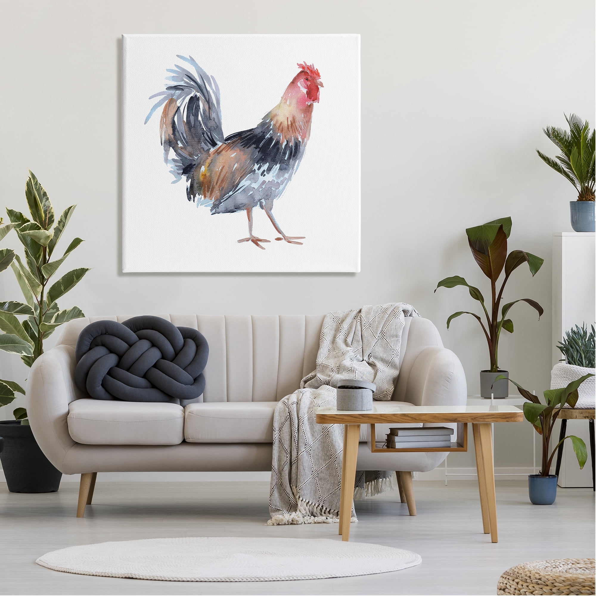 Stupell Industries Rooster Farm Animal Portrait Animals & Insects Painting Gallery Wrapped Canvas Print Wall Art, 36 x 36