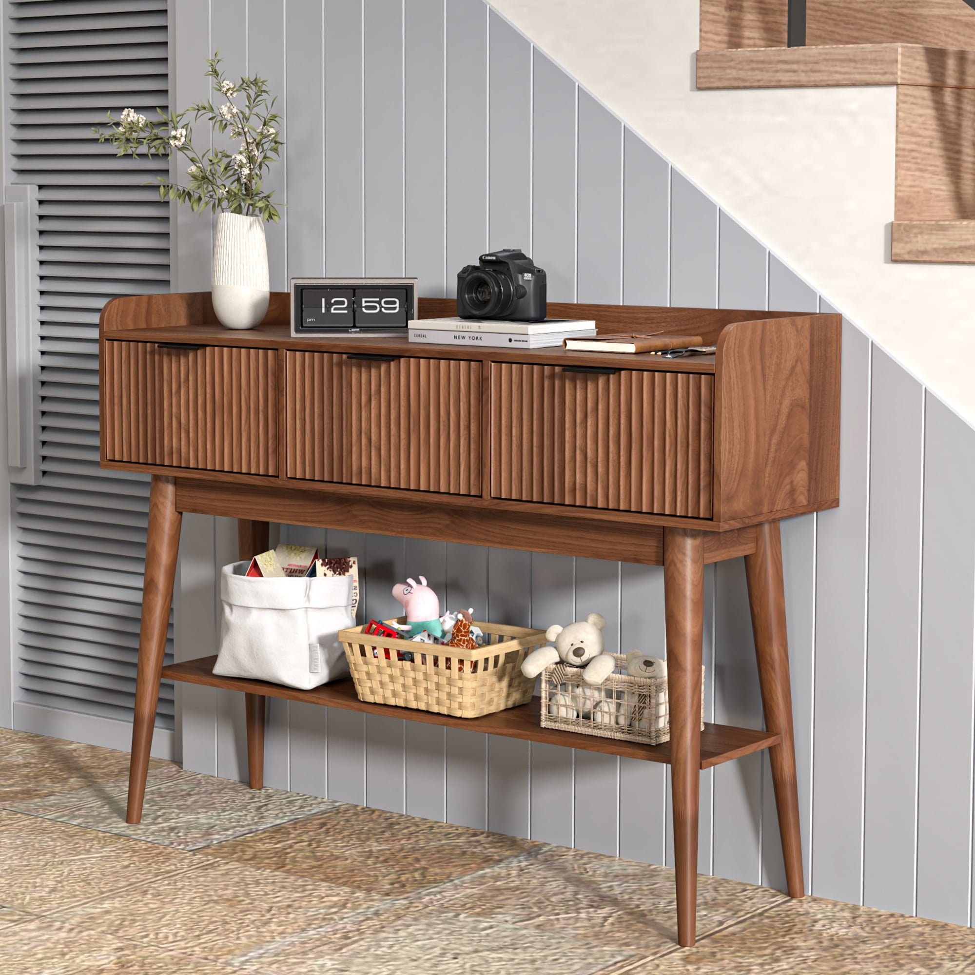 Entryway Sofa Table, Narrow Console Table, Entryway Table with 3 Drawer