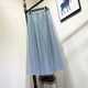 thumbnail image 3 of Falda de malla de cintura alta adelgazante con diseño de cielo estrellado para mujer, nueva falda de línea A de longitud media con parches de lentejuelas estilo 2024, 3 of 5